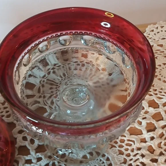 Indiana Glass Kings Crown Thumbprint Candy Dish VINTAGE - Picture 4 of 5
